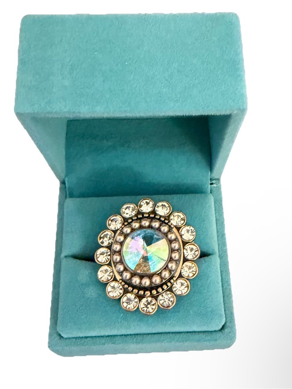 Kurt Geiger Gold-Tone Octavia Crystal Cocktail Ring Size 8 NWT